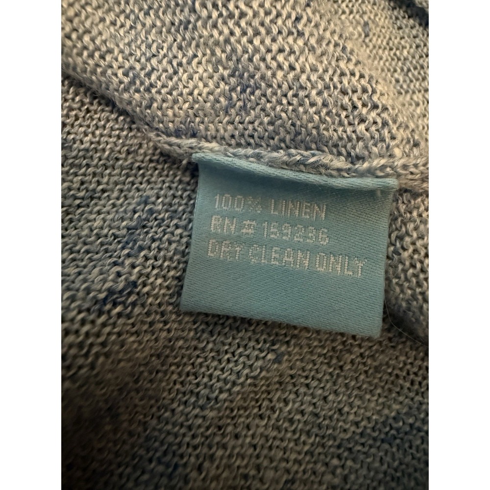 J.McLaughlin Sweater Women Large Blue 100% Linen Long Sleeve Henley Knit Collar - Picture 8 of 8